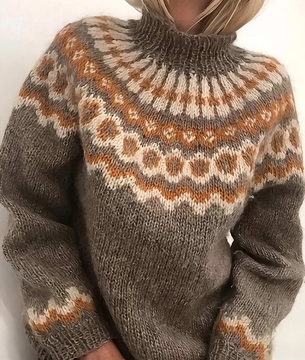 Warmer Norweger Pullover für Damen | Rollkragen