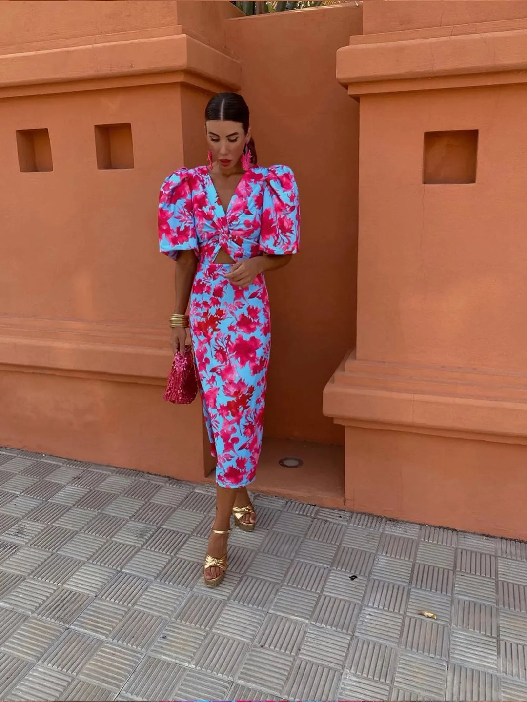 Women Midi Dress | Puff Sleeve Design
