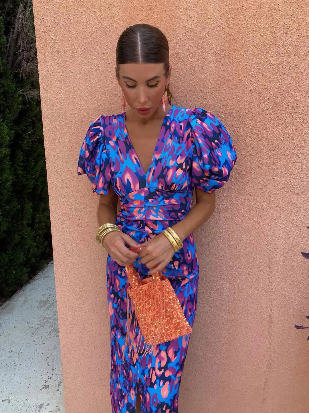 Women Midi Dress | Puff Sleeve Design