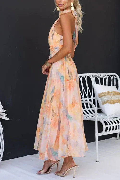 Women Midi Dress | Halter Neck Pleated Design