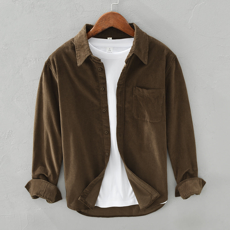 Hemd Herren | Retro Cord Struktur mit Knopfleiste