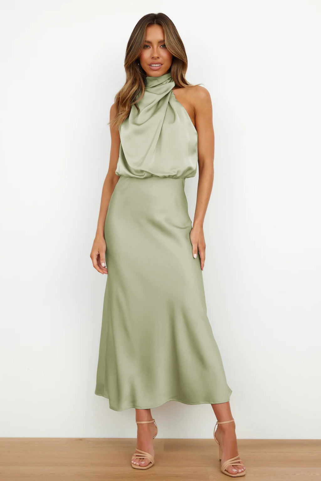 Damen Kleid | midi-Länge mit asymmetrischer Halslinie