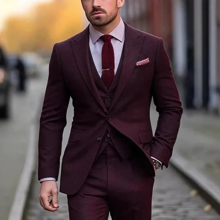 Herren-Anzug im Dreiteiligen Set | klassische Passausrichtung
