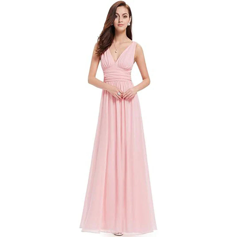 Damen Kleid Maxi | V-Ausschnitt und fließender Saumabschluss