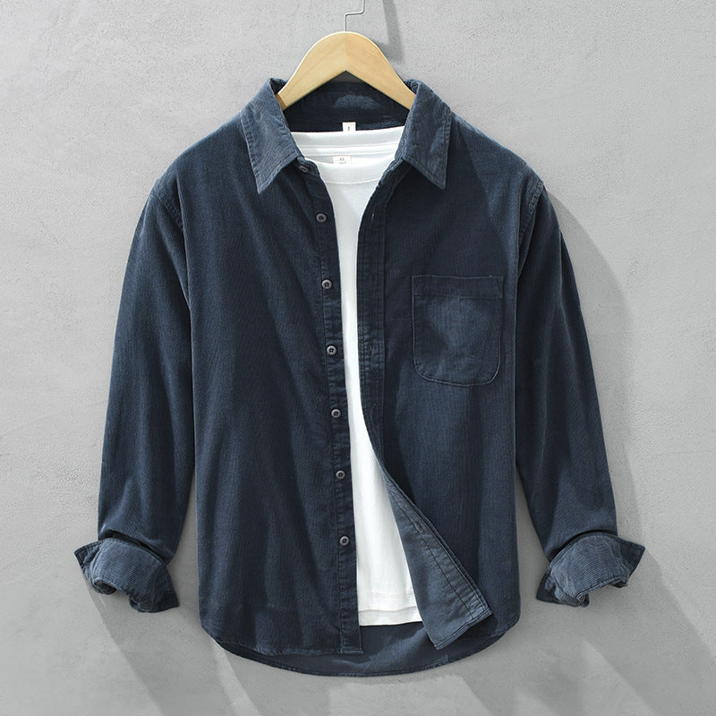 Hemd Herren | Retro Cord Struktur mit Knopfleiste