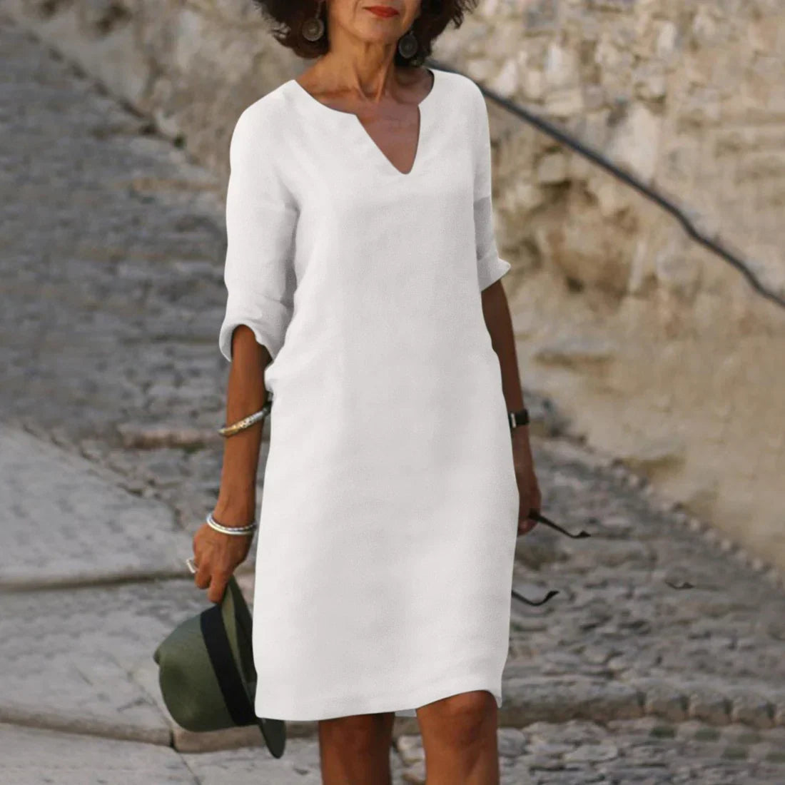 Women Dress | V-Neck Quarter Sleeve Knee Length Design