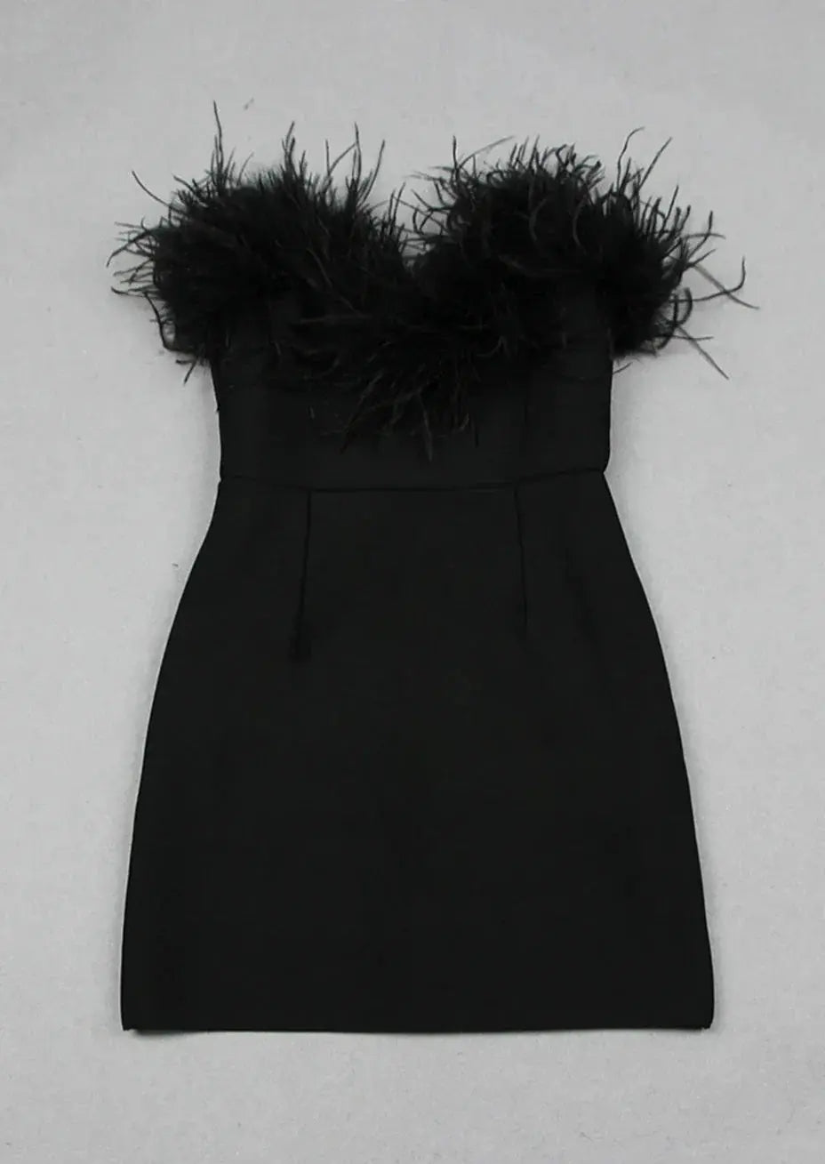 Kleid Damen | Schulterfreies Minikleid mit Strukturdetail