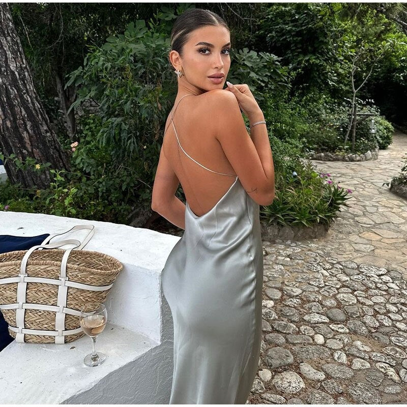Damen Kleid | Ärmellos mit offenem Rückenteil