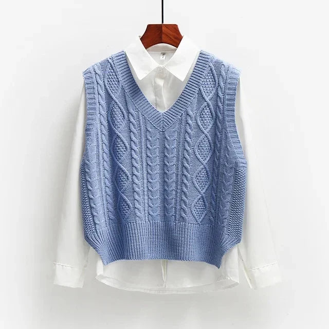 Damen Strickpullover | V-Ausschnitt mit strukturierter Oberfläche