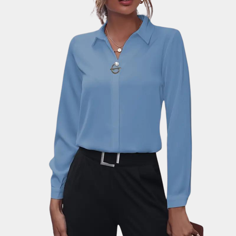 Damen Bluse | klassischer Kragen und lange Ärmel