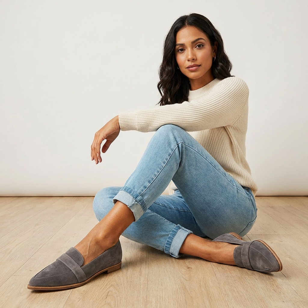 Damen Slipper | Riemendetail mit flacher Sohle