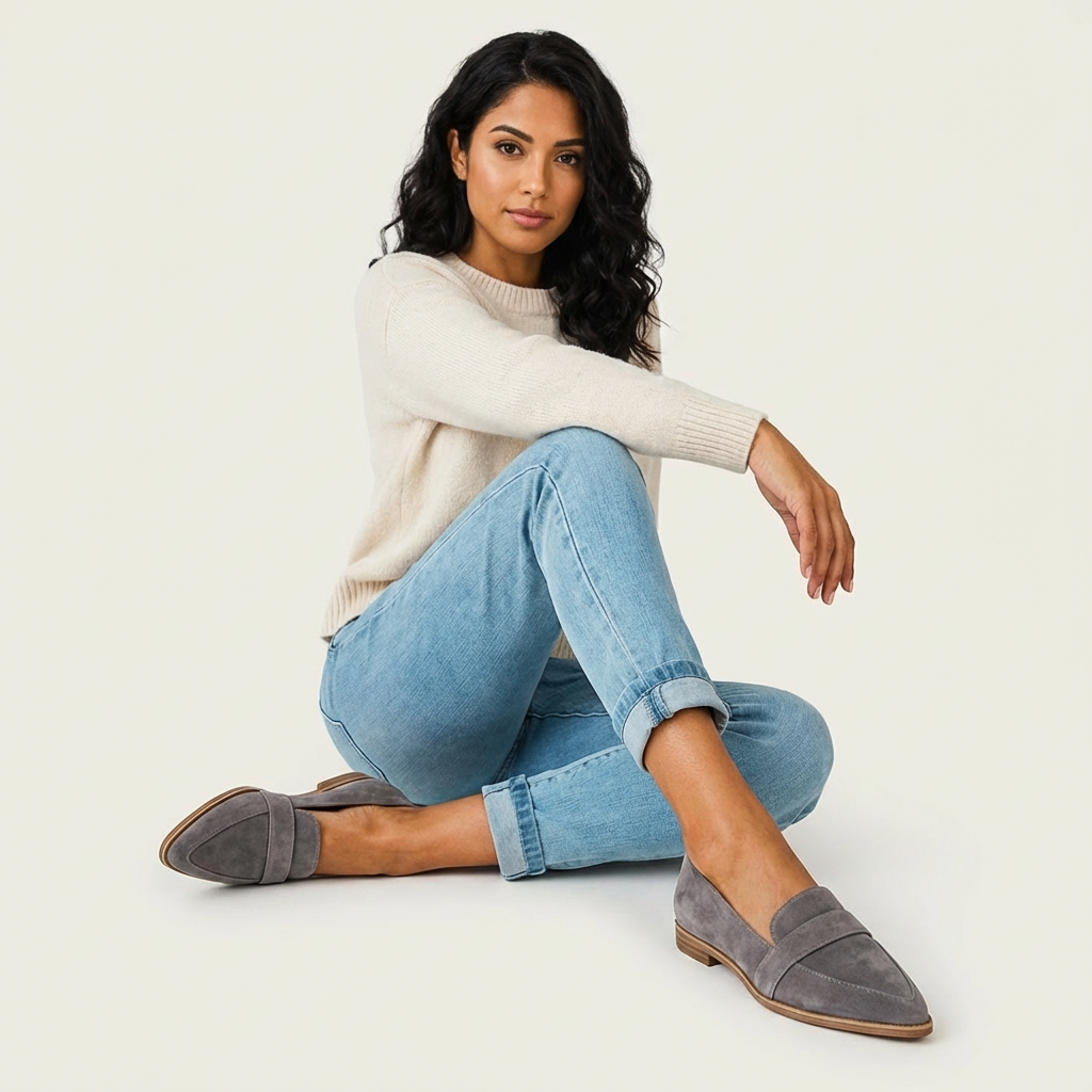 Damen Slipper | Riemendetail mit flacher Sohle