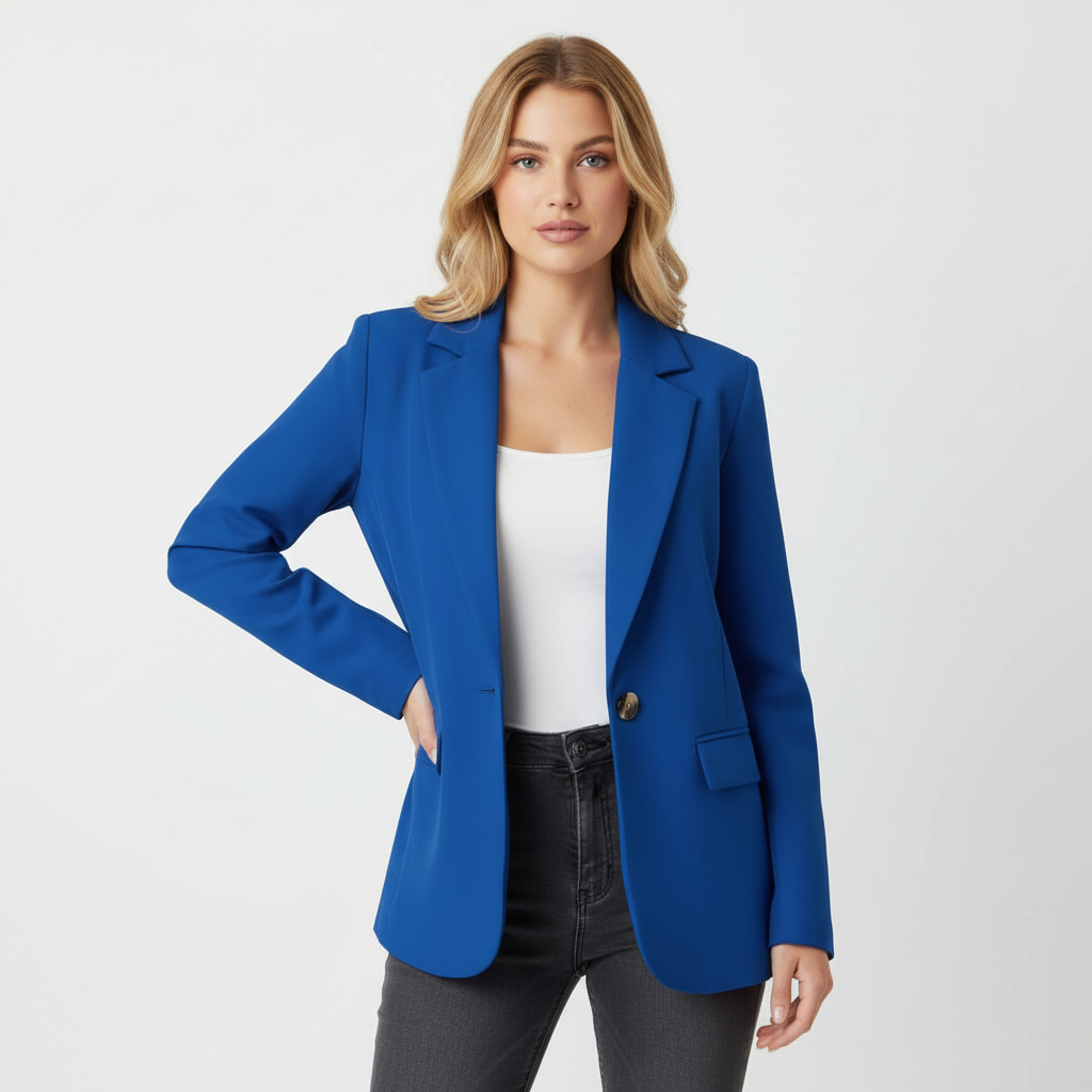 Damen Blazer | Reverskragen mit Knopf und Taschen