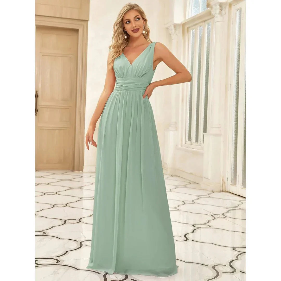 Women Sleeveless Dress | V-Neckline Maxi Length Silhouette Design