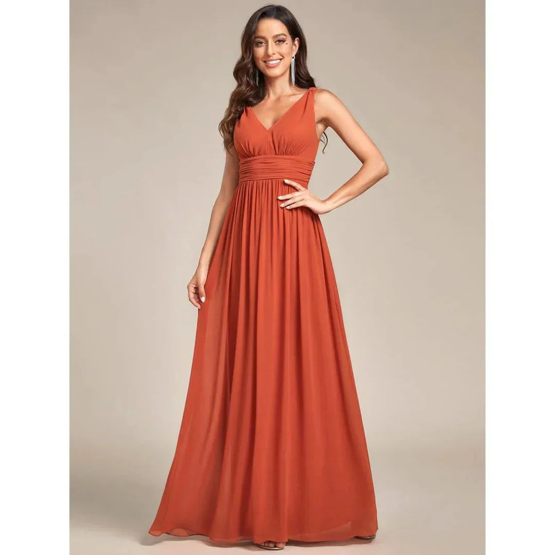 Women Dress | Sleeveless Maxi Length V-Neck Design