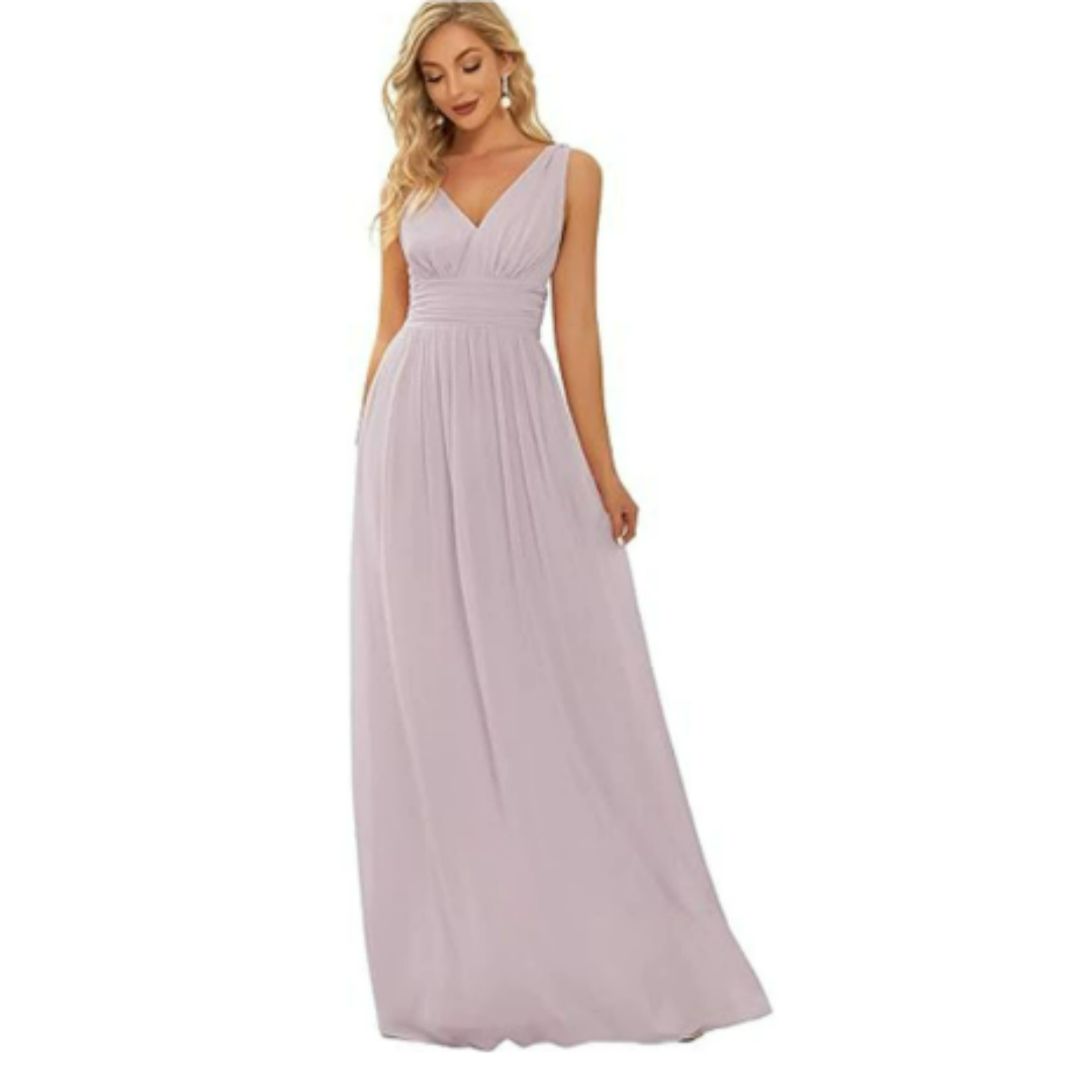 Women Sleeveless Dress | V-Neckline Maxi Length Silhouette Design