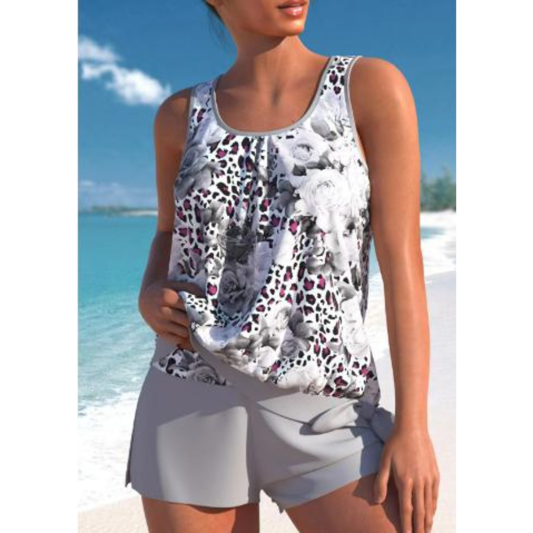 Damen Tankini-Set | Zweiteilig mit Druckmuster und Shorts