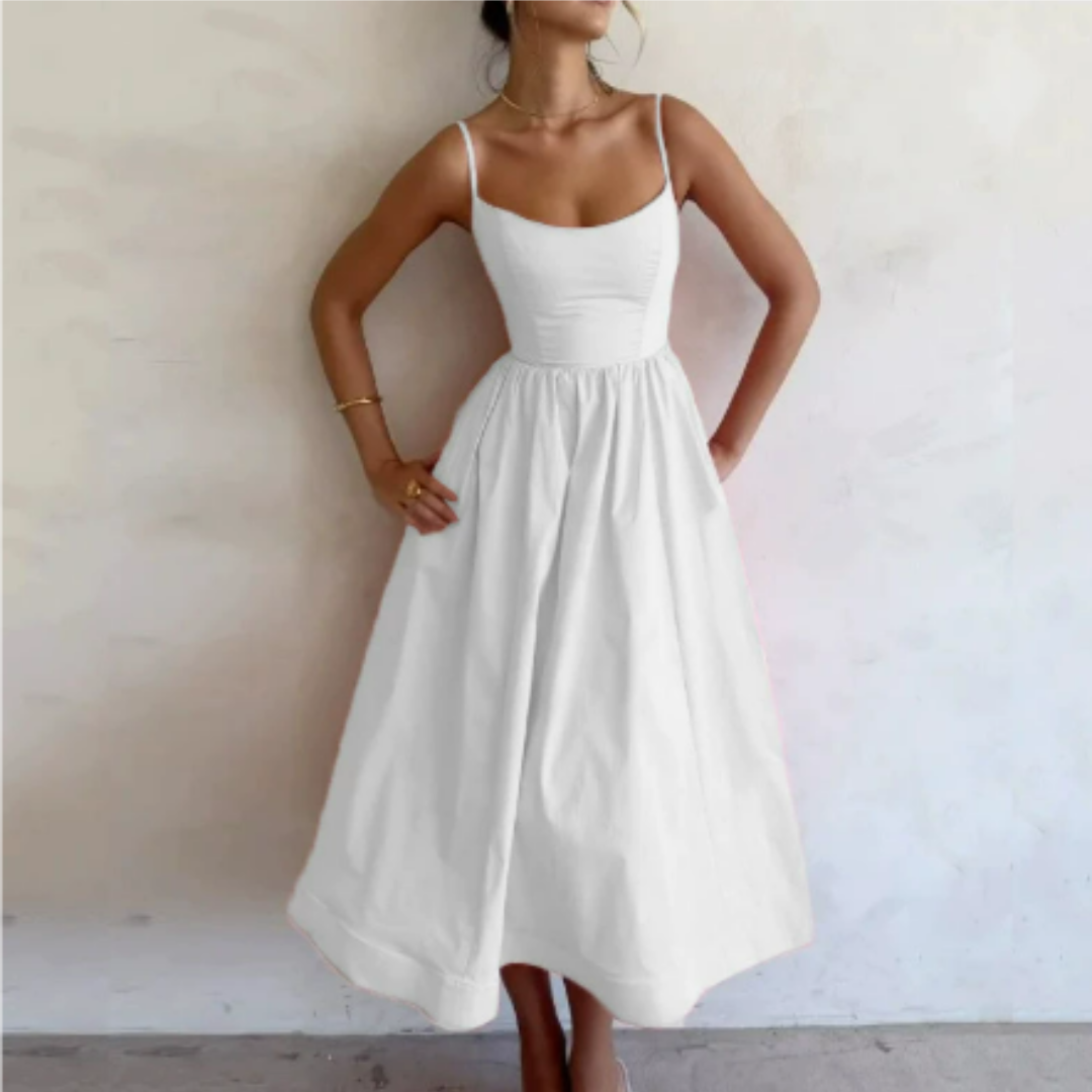 Damen Kleid Midi | A-Linien Schnitt und ärmellose Ausführung