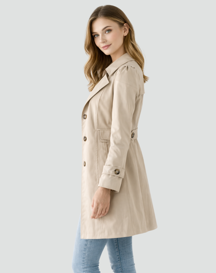 Damen Mantel | Reverskragen mit Knopfleiste und Taschen