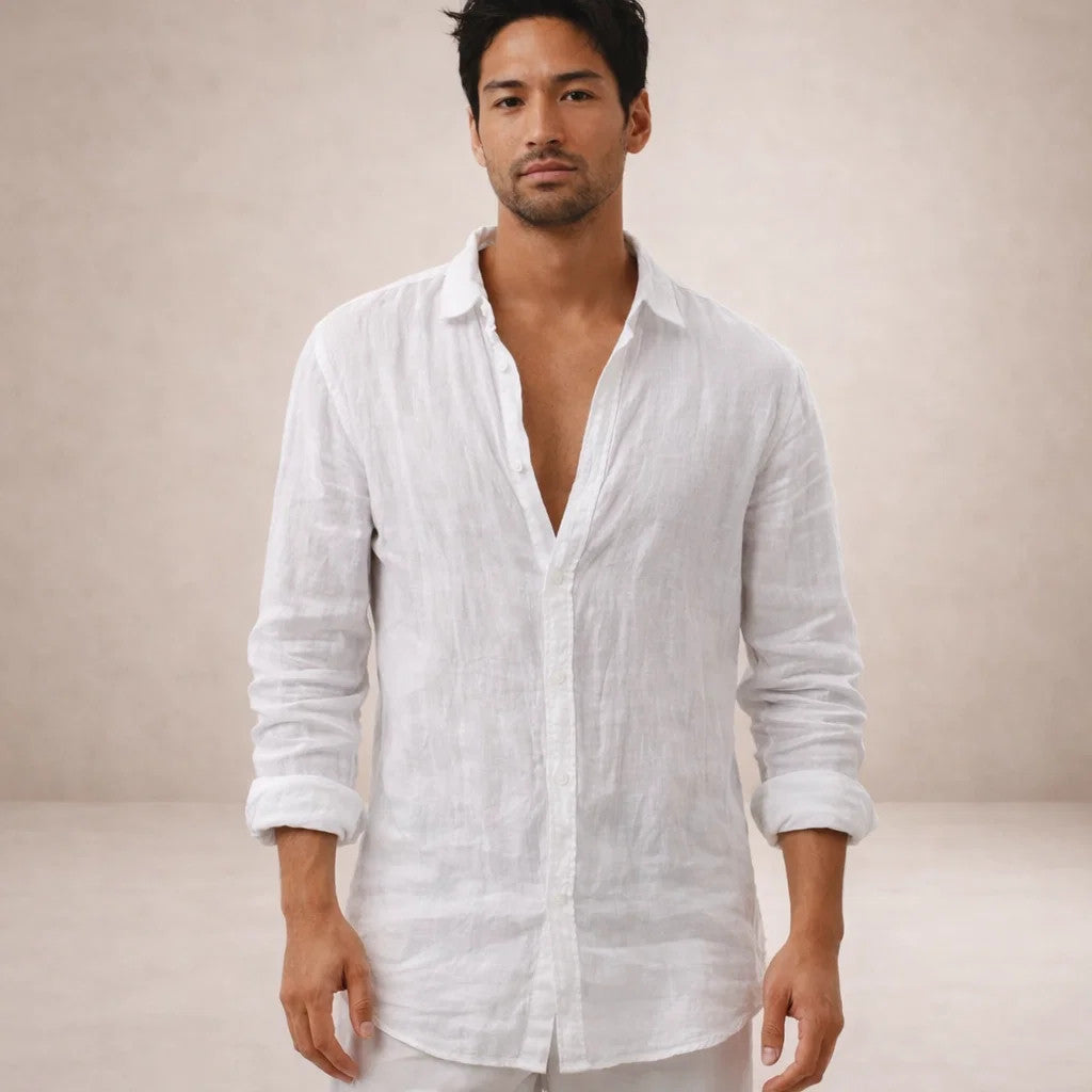 Herren Hemd | offene Kragenlinie mit Knopfleiste
