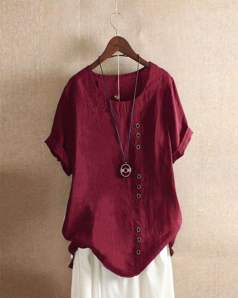 Women Blouse | Short Sleeve Classic Round Neck Fit
