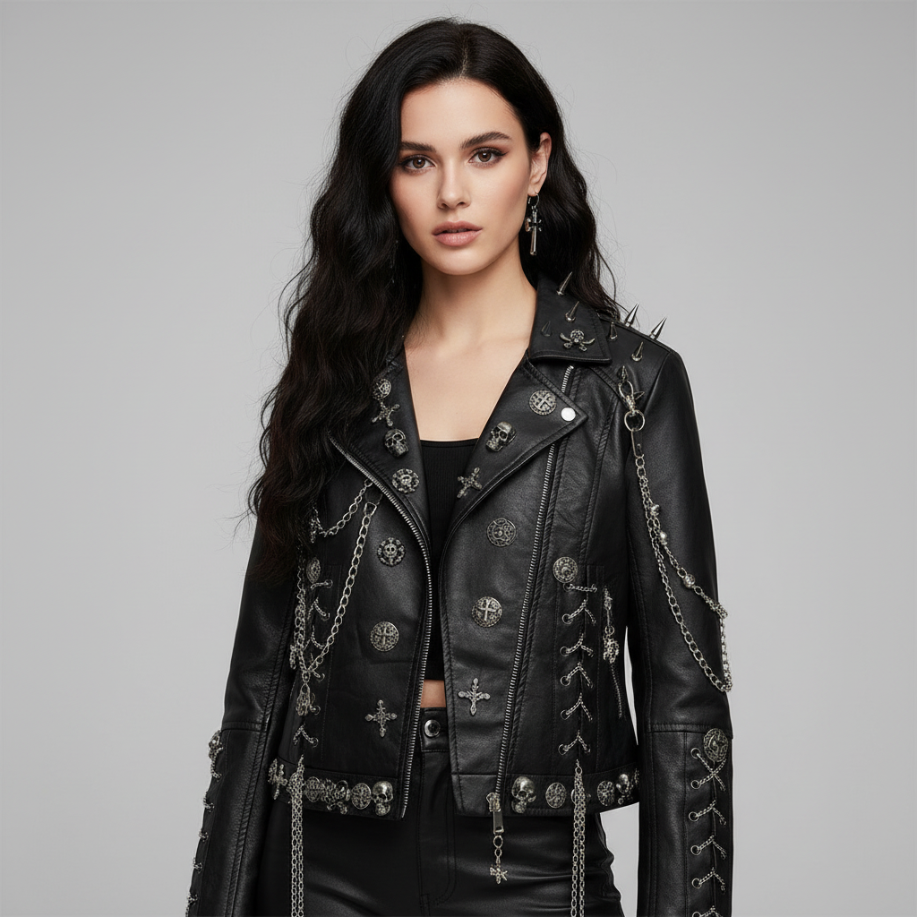 Unisexjacke | Biker-Ausführung mit Metallelementen