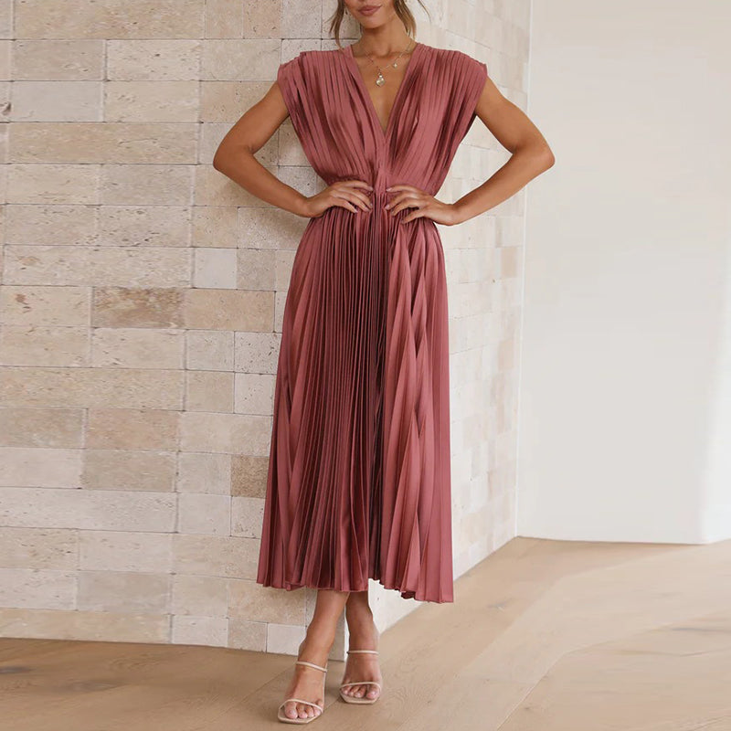 Women V-Neck Dress | Sleeveless Fit