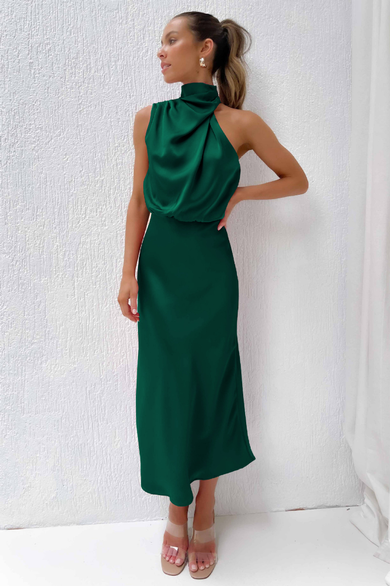 Damen Kleid | midi-Länge mit asymmetrischer Halslinie