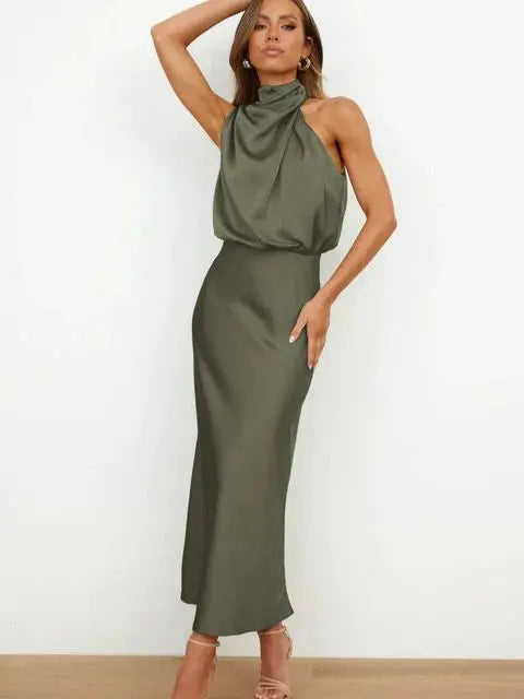Kleid Damen | Maxikleid mit Stehkragen und ärmelloser Form