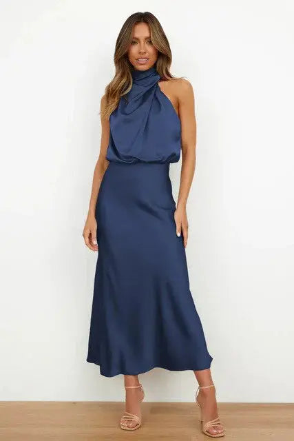 Kleid Damen | Maxikleid mit Stehkragen und ärmelloser Form
