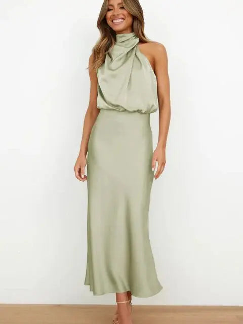 Kleid Damen | Maxikleid mit Stehkragen und ärmelloser Form