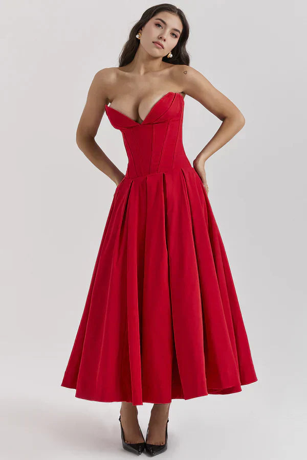 Damenkleid | Trägerlose Ausführung und mittlere Länge