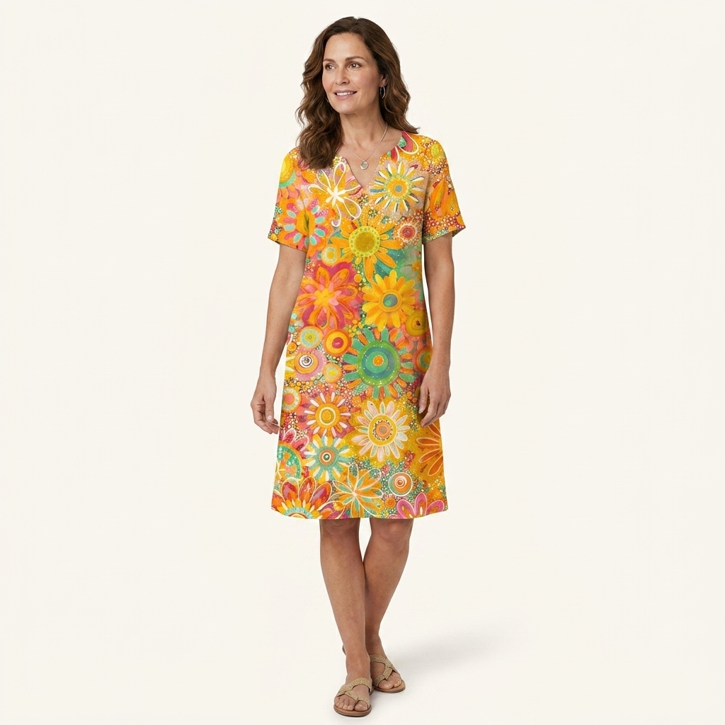 Women Dress | V-Neckline Floral Print Pattern Design