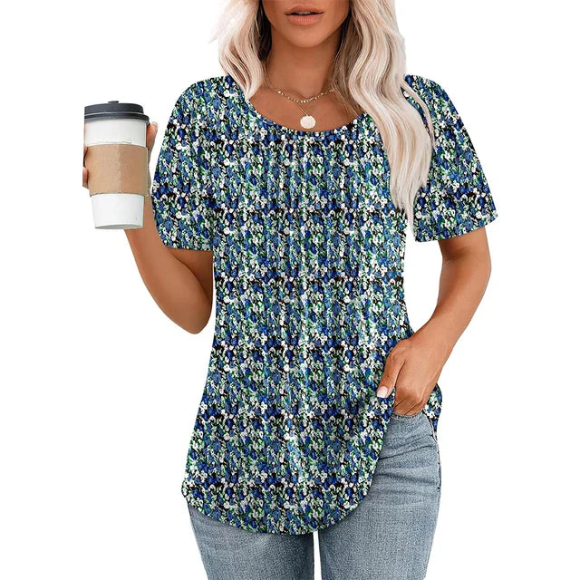 Women T-Shirt | Flat Neckline With Pleated Detail Design