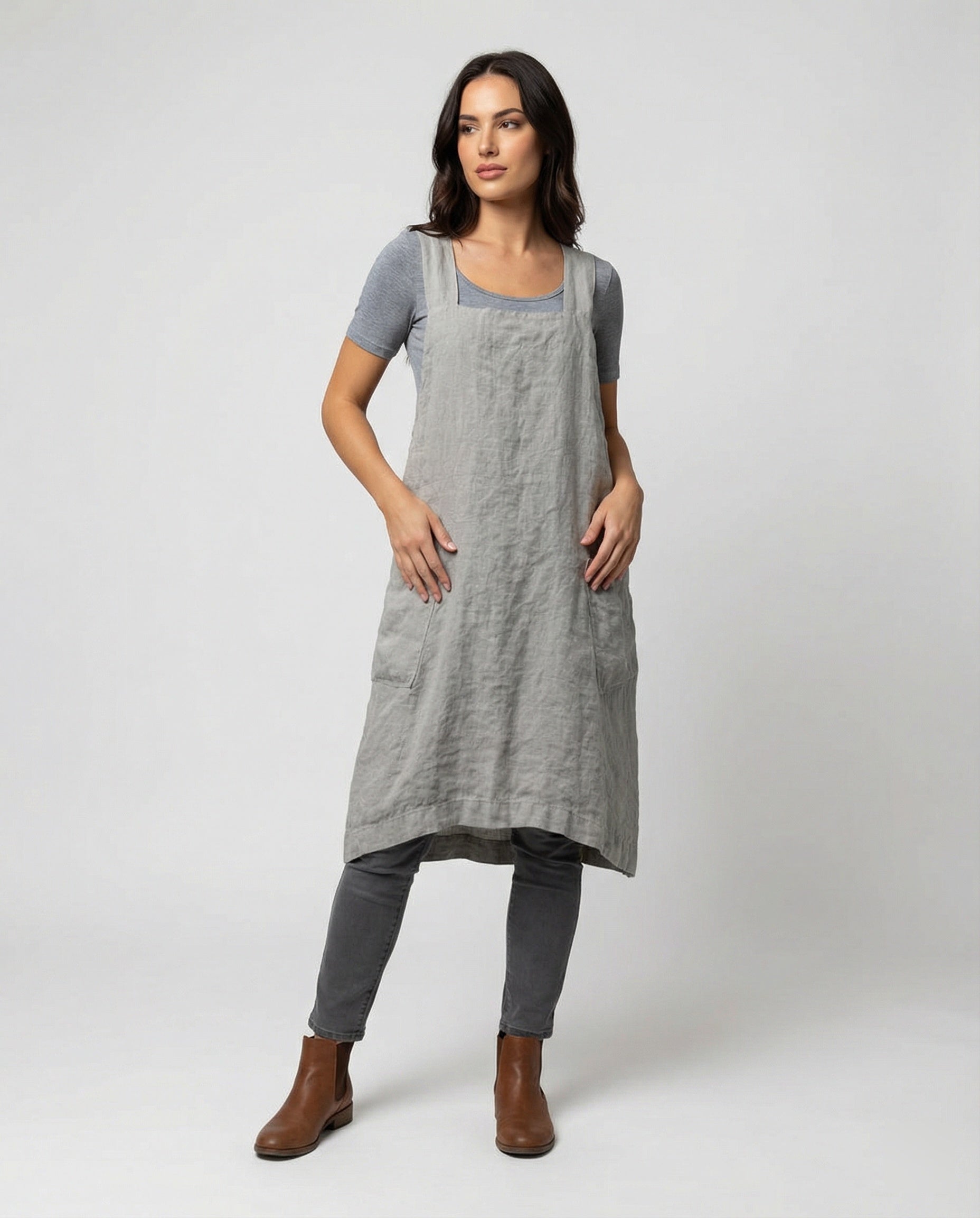 Damen Trägerkleid | Ärmellose Form mit Fronttaschen