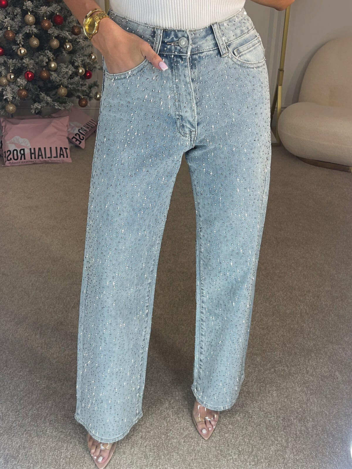Damenjeans mit Glanzoptik | Gerade Form