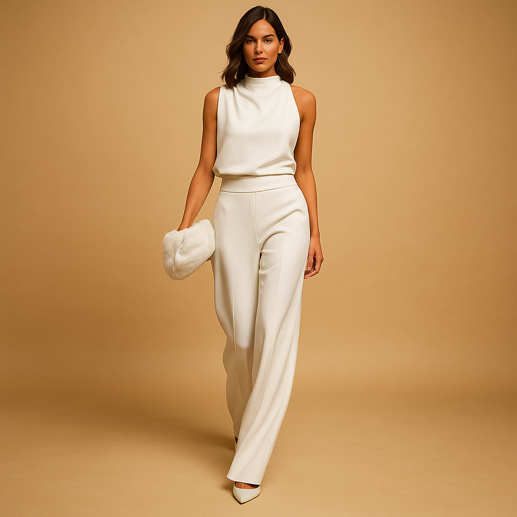 Jumpsuit Damen | ärmellose Ausführung mit hoher Taille und weitem Bein