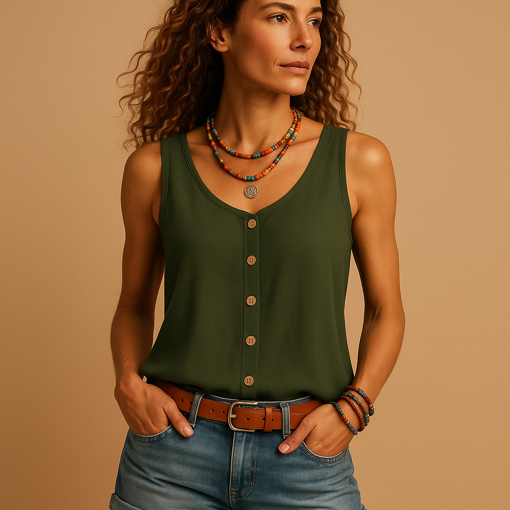 Women Top | Sleeveless V-Neck Loose Fit