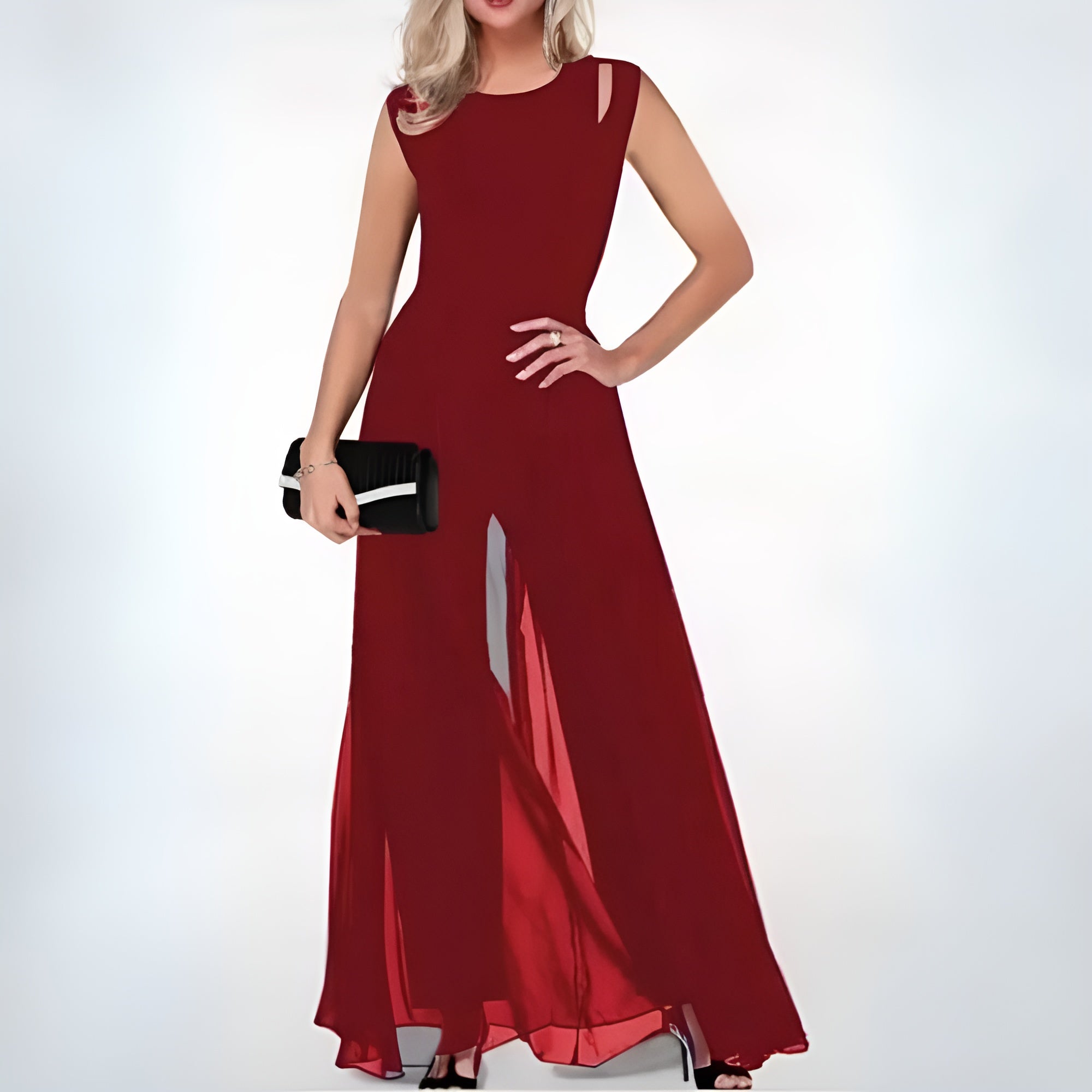 Damen Jumpsuit Ärmellos | weites Bein und lockerer Formverlauf