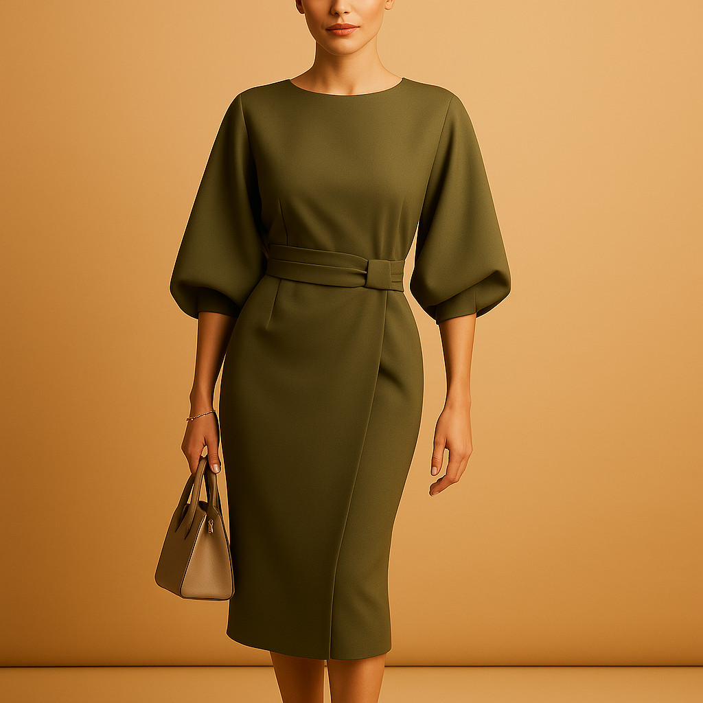 Women Midi Dress | Fitted A-Line Design With A Waist Tie Belt