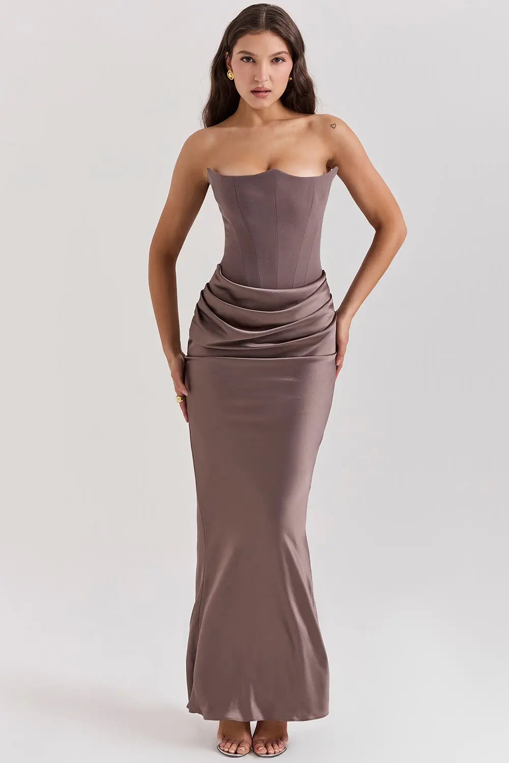 Women Maxi Dress | Strapless Corset Bodice And Maxi Length Design