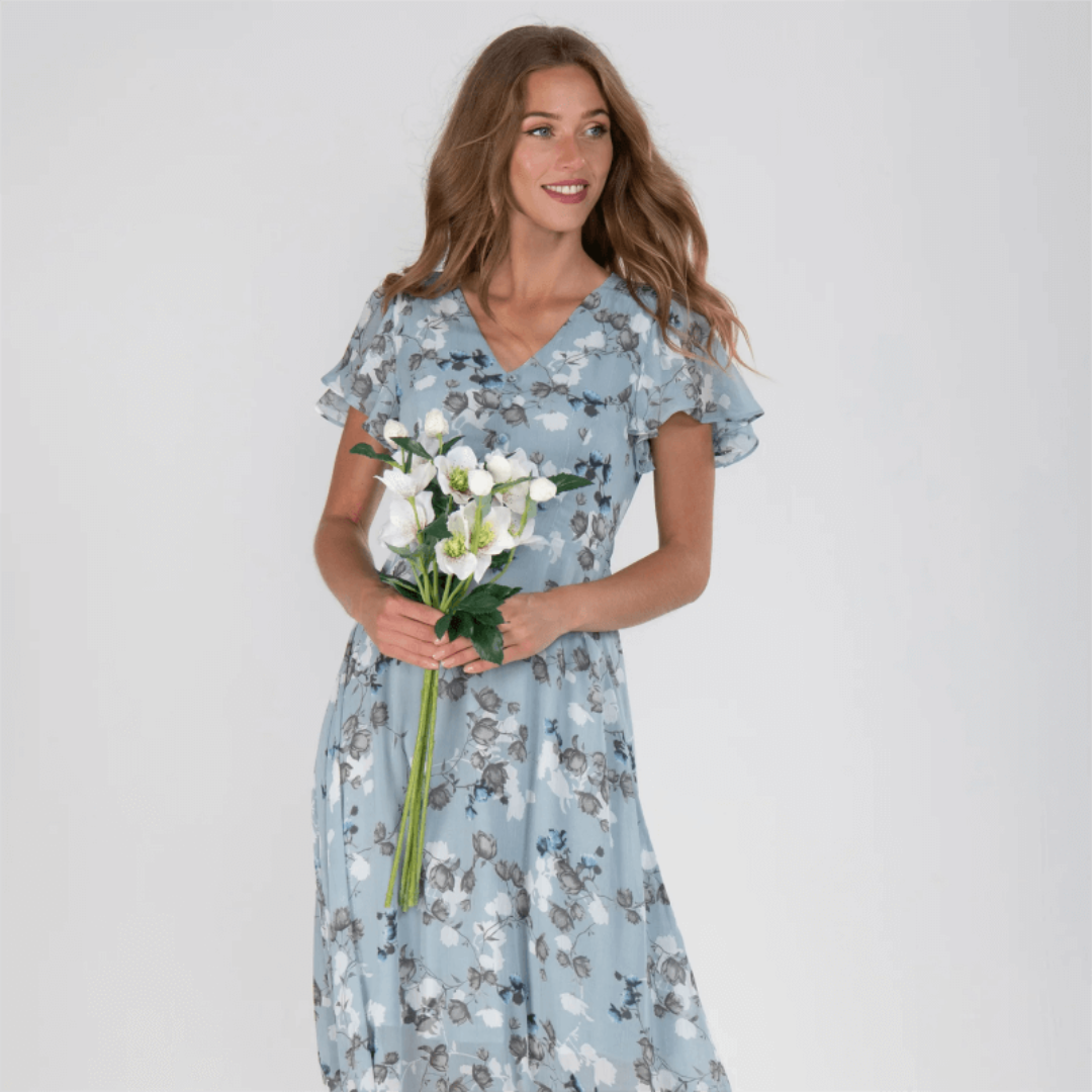 Damen Kleid Maxi | V-Ausschnitt und durchgehende Linienführung
