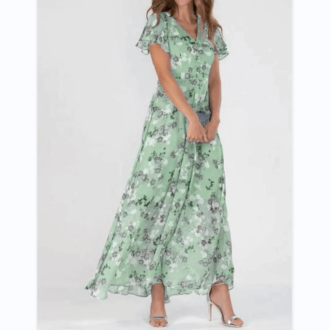 Damen Kleid Maxi | V-Ausschnitt und durchgehende Linienführung