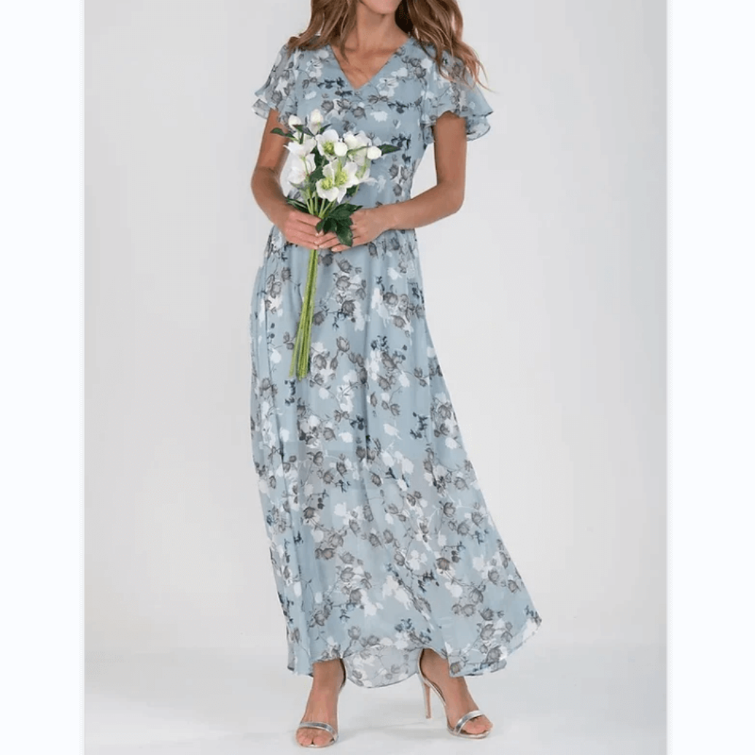 Damen Kleid Maxi | V-Ausschnitt und durchgehende Linienführung