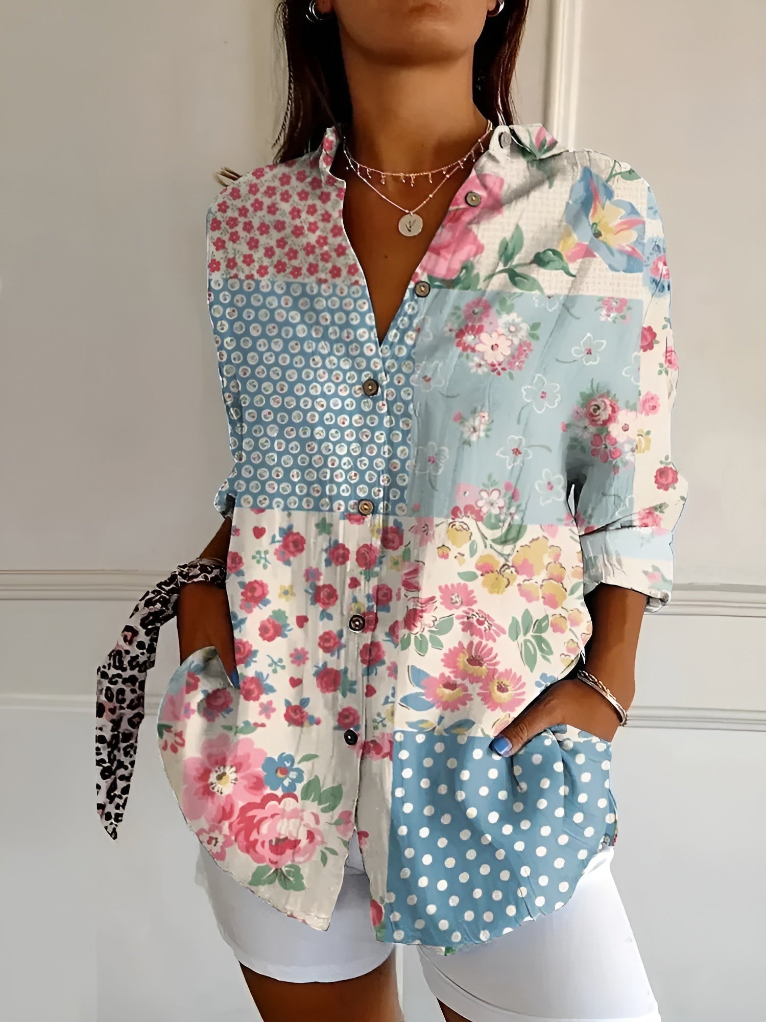 Women Long Sleeve Shirt | Button-Down Front Closure