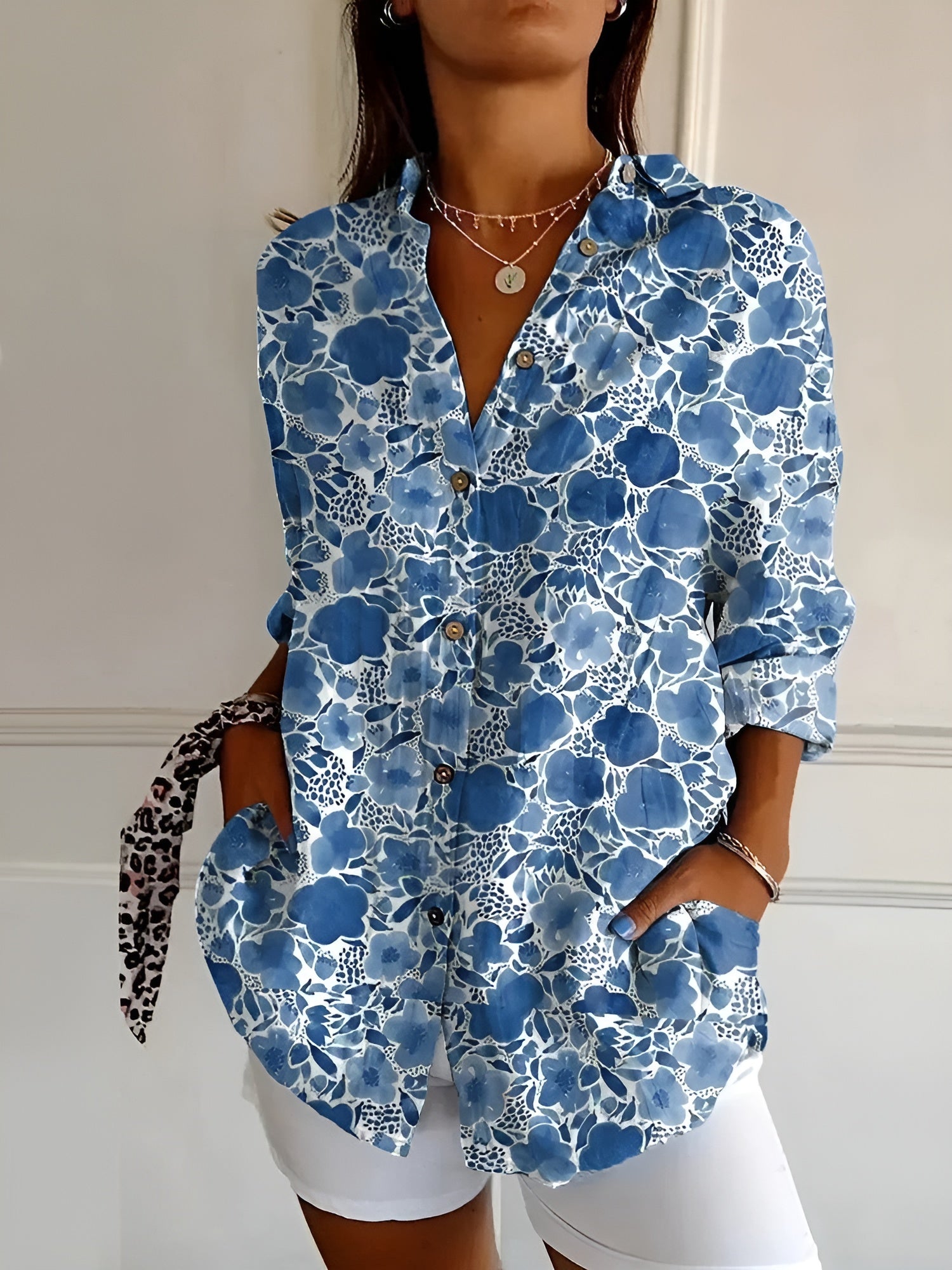 Women Long Sleeve Shirt | Button-Down Front Closure