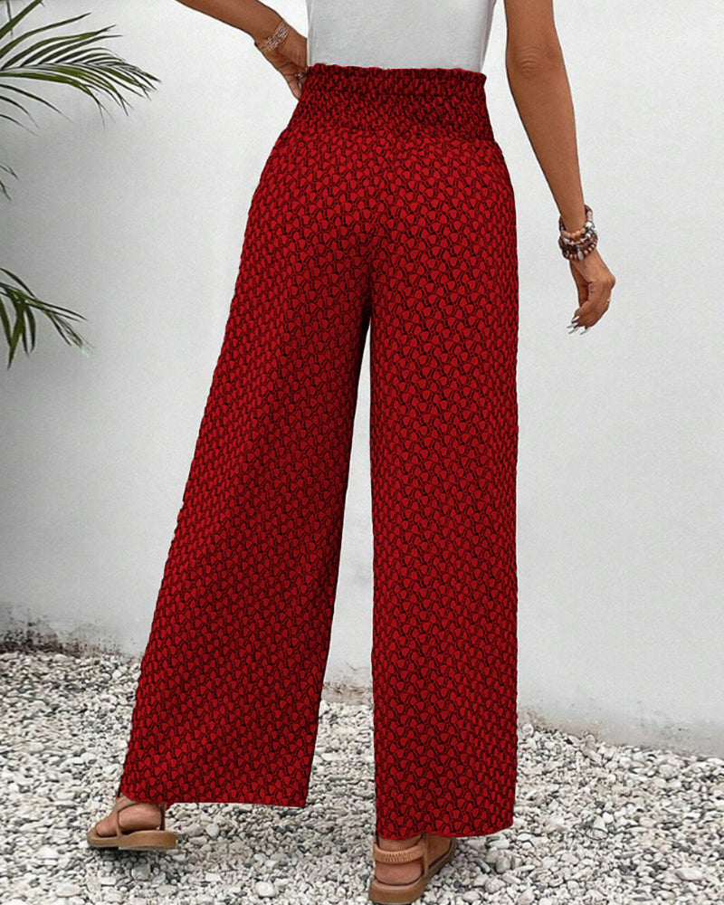 Damen Hose Sommer | hohe Taille und geometrisches Muster
