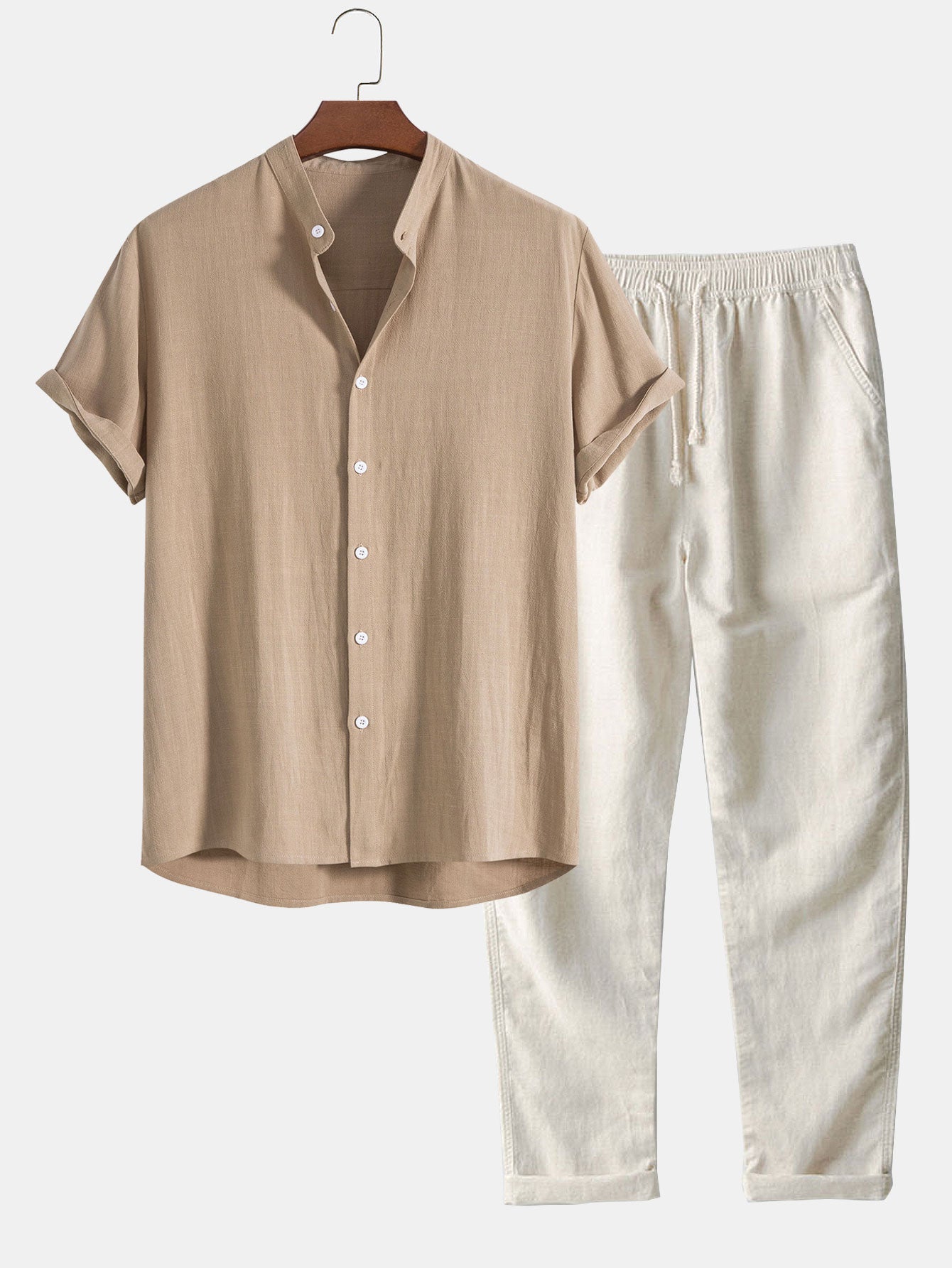 Herren Set | Hemd mit Stehkragen und Hose mit geradem Bund