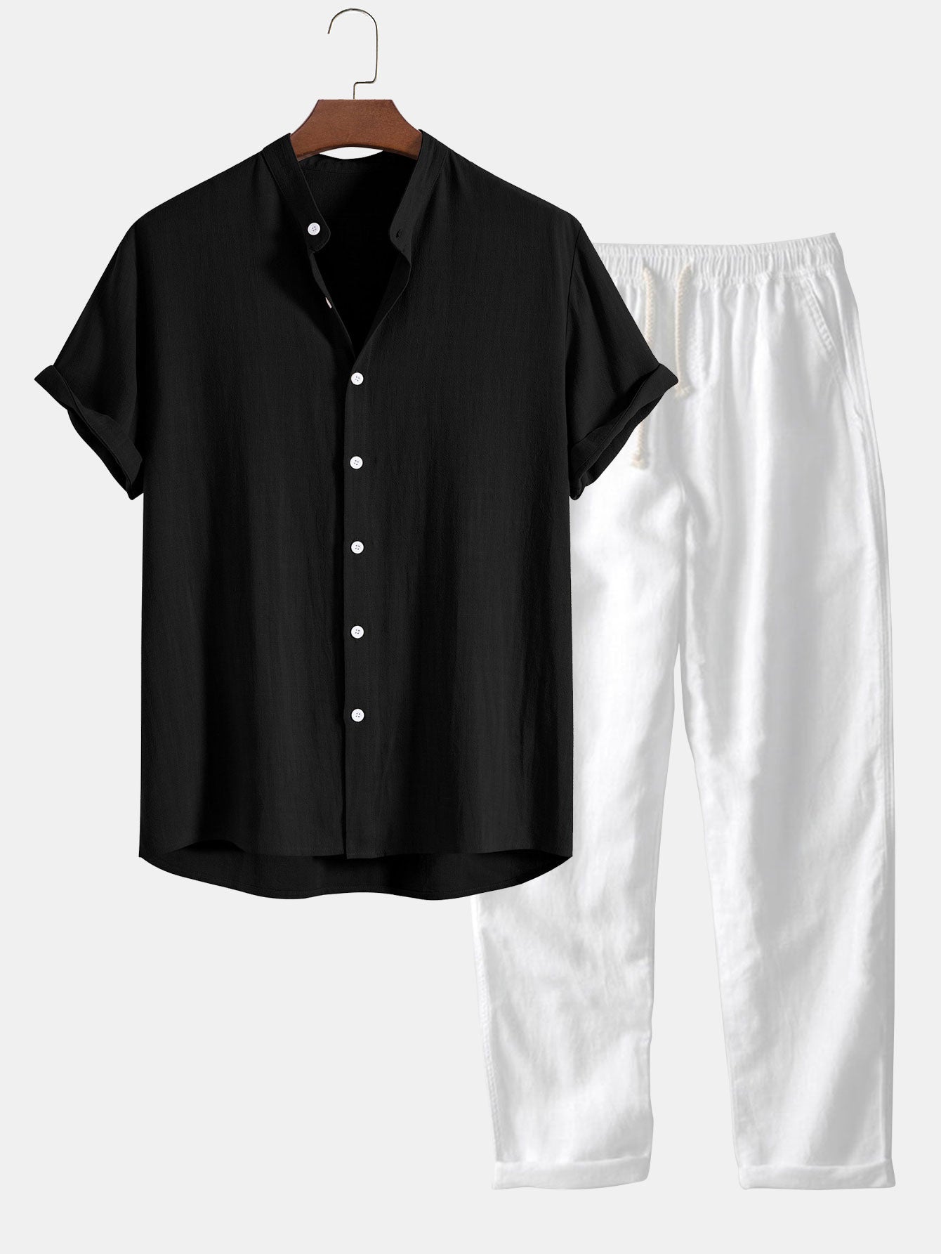 Herren Set | Hemd mit Stehkragen und Hose mit geradem Bund
