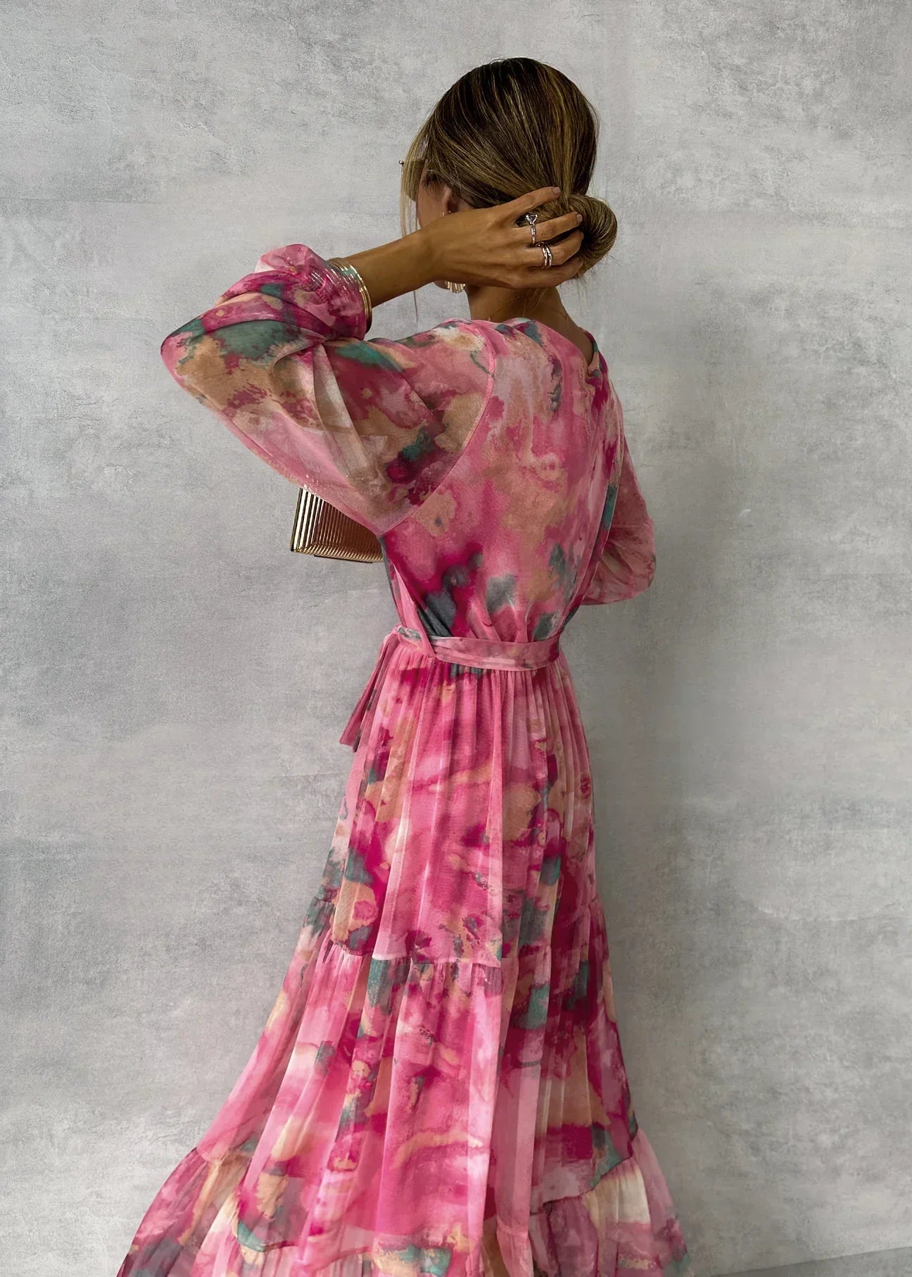Women Maxi Dress | Long Sleeve Wrap Silhouette Fit